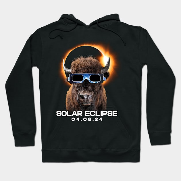 Solar Eclipse Bison: Bold Tee Celebrating the Spirit of America Hoodie by GinkgoForestSpirit